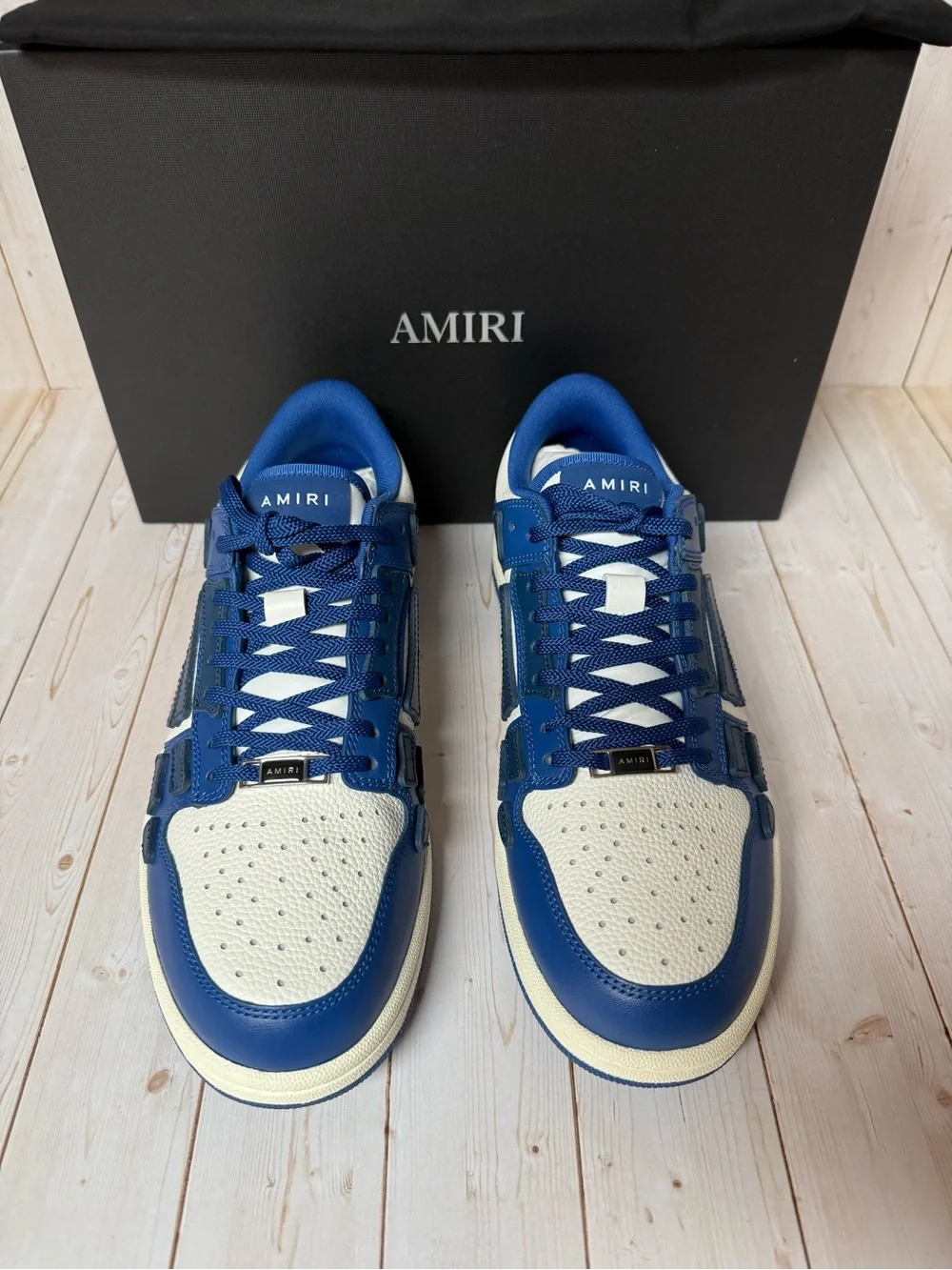 AMIRI Skel Low-Top Leather Sneakers Blue/White Sz 43 / 10
